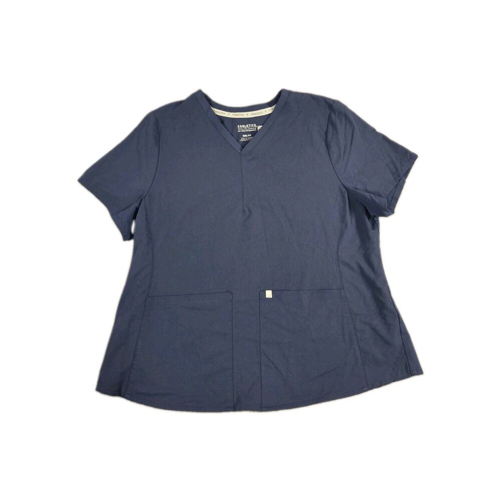 Fabletics V-Neck Scrub Top Women’s Size 1X Pockets Medical Blue C9